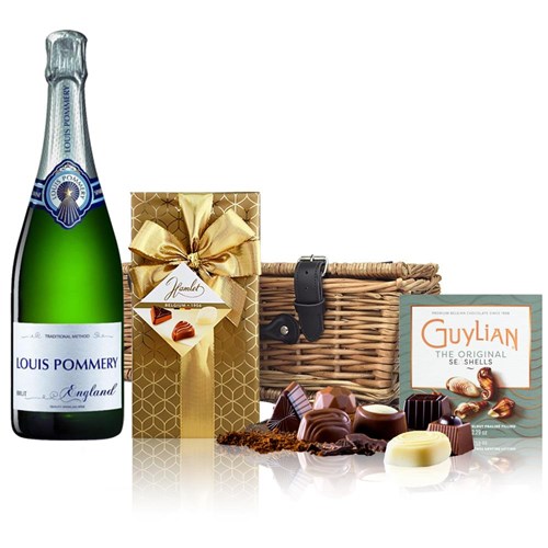 Louis Pommery Brut English Sparkling75cl And Chocolates Hamper